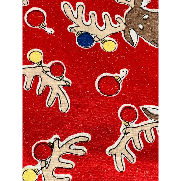Christmas Moose Fabric Sewing Quilting Sparkles Ornaments Red Rudolf Reindeer - Picture 2 of 7